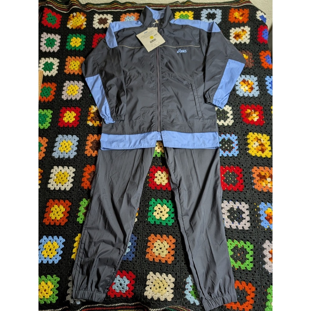 ASICS Windbreaker Jacket & Pants Windjammer Set Blue Black NWT Women's Small